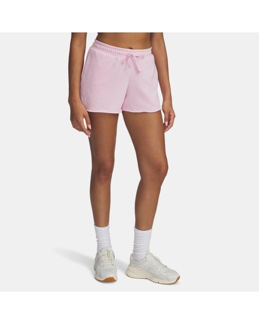 Under Armour Pink Rival Terry Shorts Für Damen Prime Weiß