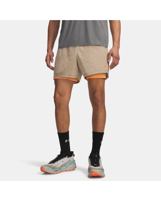 Under Armour Brown Trail Run Lined 5" Shorts City Khaki Apollo for men