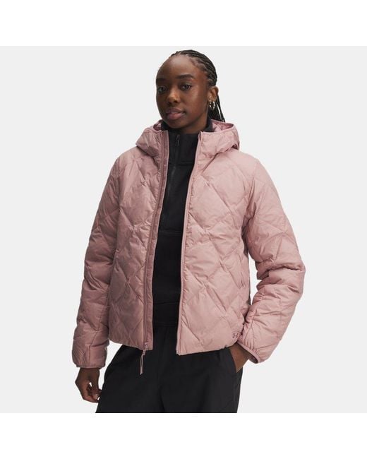 Under Armour Damesjack Legend Down Tourmaline Roze Mist in het Pink