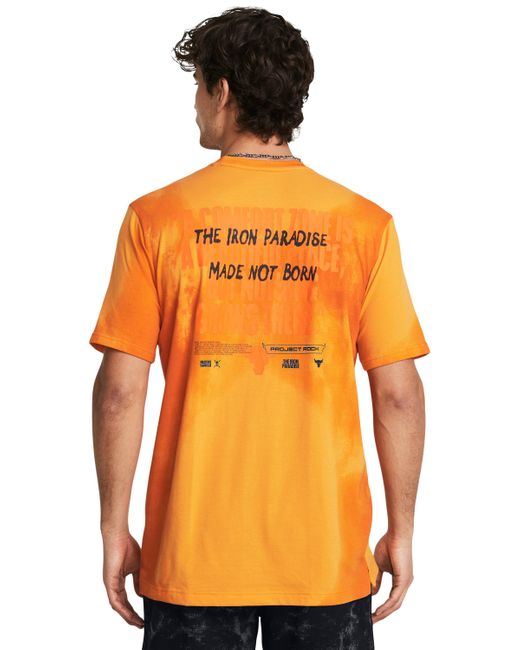 Haut à manches courtes project rock sun wash graphic Under Armour pour homme en coloris Orange