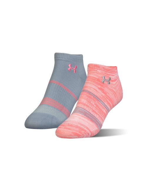 Womens NWT UNDER ARMOUR No-Show Socks 2 pairs Grey Cotton SOFT! 