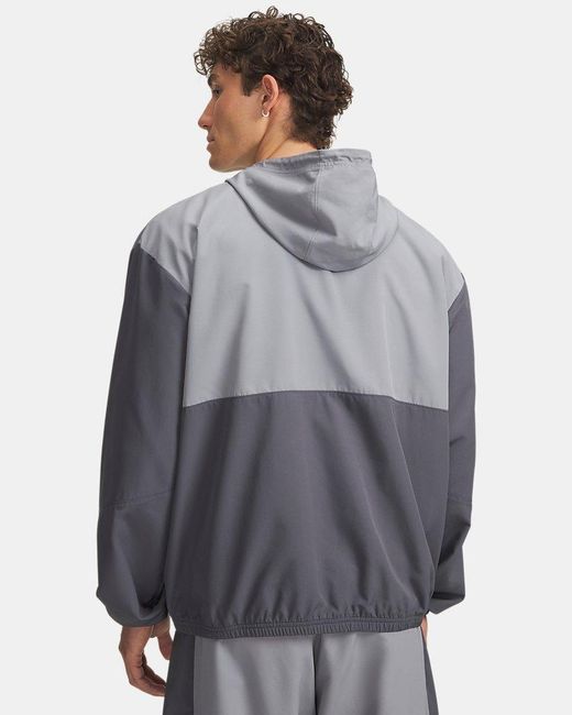 Under Armour Gray Rival Woven Colorblock Jacket Steel Castlerock Frenzy for men