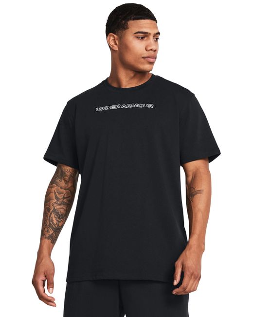 Under Armour Black Heavyweight Logo Overlay Embroidered Short Sleeve for men