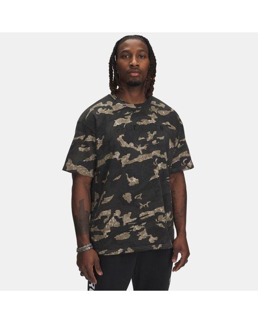 Under Armour Black Project Rock Heavyweight Printed Short Sleeve Bayou for men