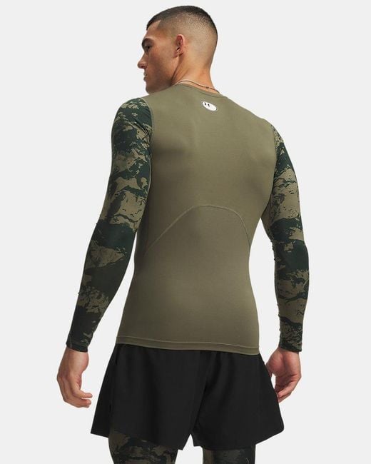 Under Armour Green Heatgear® Compression Colorblock Long Sleeve for men