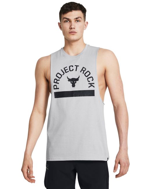 Under Armour White Project Rock Payoff Graphic Sleeveless for men