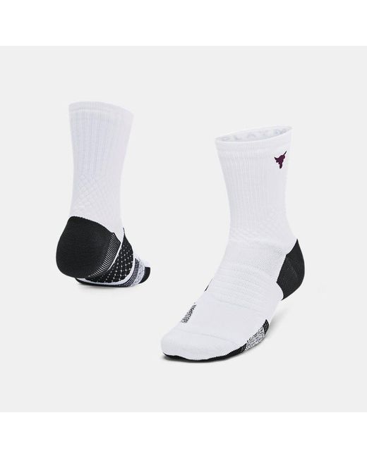 Under Armour White Project Rock Armourdry Playmaker Mid-Crew Socks / / Gemini