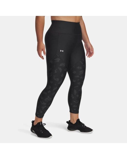 Under Armour Black Tech Printed Panel Ankle Leggings Anthracite