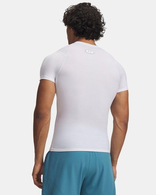 Under Armour White Heatgear Elite Compression Short Sleeve Halo Reflective for men