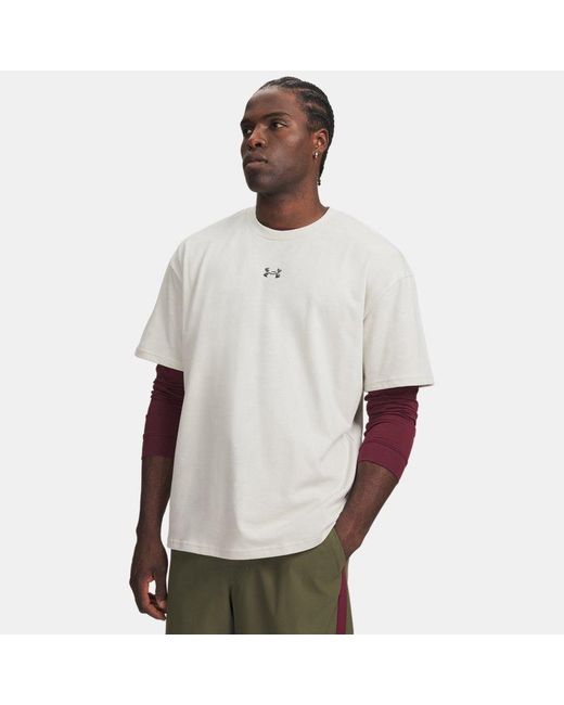 Under Armour White Ua Heavyweight Metal Logo Short Sleeve for men