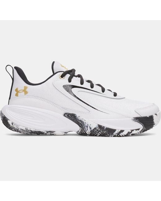 Under Armour White Lockdown 8 Basketball Shoes Metallic