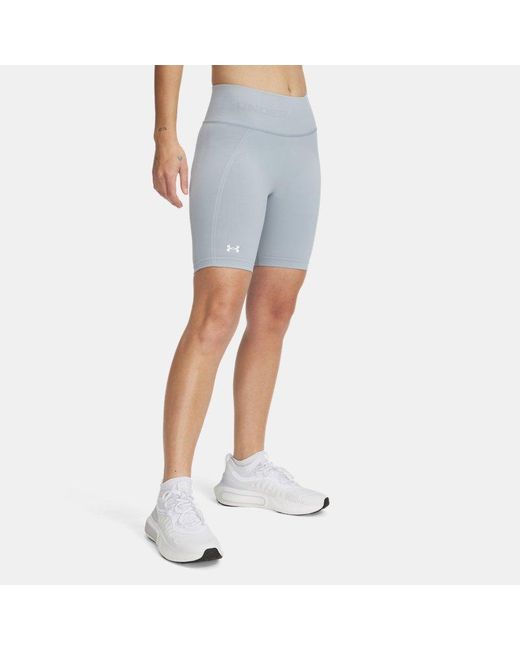 Pantalón Corto De 18 Cm (7" Train Seamless Para Mujer Harbor Blanco Under Armour de color Blue