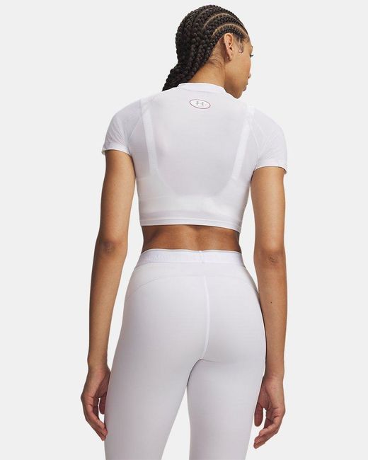 Under Armour Gray Heatgear Elite Crop Mock Short Sleeve Reflective