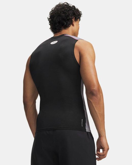 Under Armour Black Heatgear Elite Compression Sleeveless Ultimate Titan Reflective for men