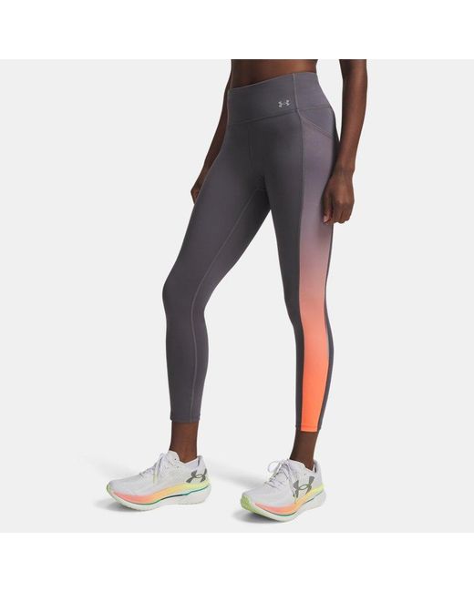 Under Armour Black Velociti Printed Ankle Tights Castlerock Electric Tangerine Reflective