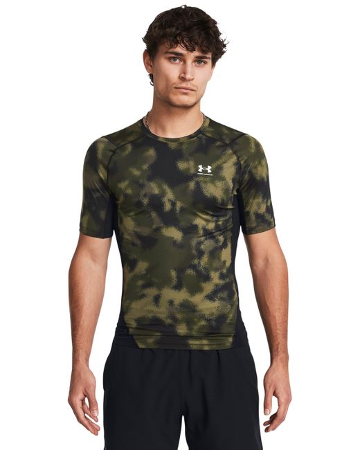 Camiseta de manga corta estampada heatgear® Under Armour de hombre de color Green