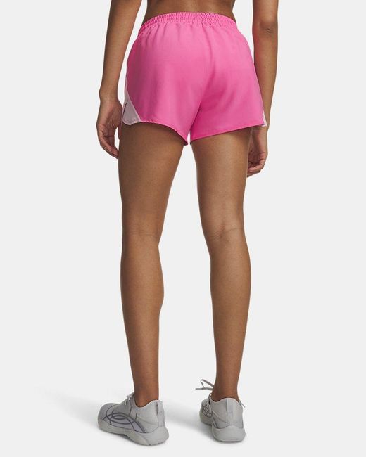 Under Armour Pink Fly-By 3" Shorts Frenzy Prime Reflective