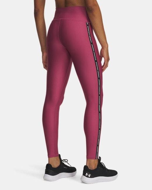 Leggings Tech Con Cinta De Logotipo Para Mujer Fuchsia Dusk Negro Blanco Under Armour de color Red