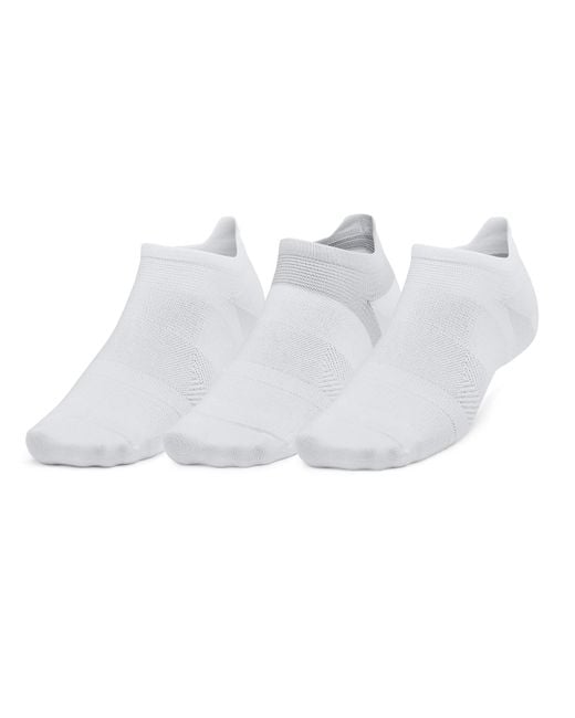 Under Armour White Ua Armourdry® Run Lite 3-pack No Show Tab Socks