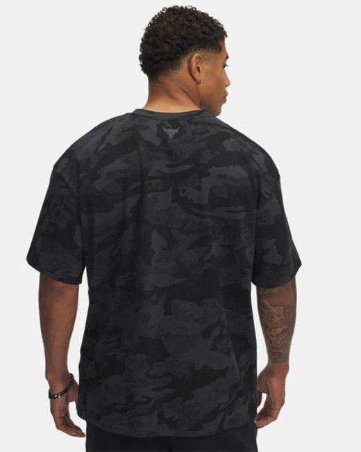 Under Armour Black Project Rock Heavyweight Printed Short Sleeve for men