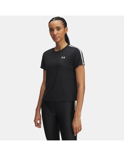 Maglia A Maniche Corte Tech Wordmark Tape Da Donna Bianco Bianco di Under Armour in Black