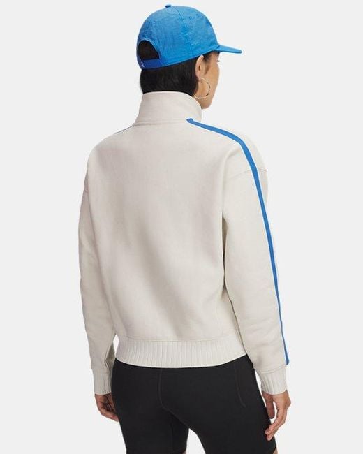 Under Armour Icon Heavyweight Fleece Damesitem Met Korte Rits Summit Wit Wit in het White