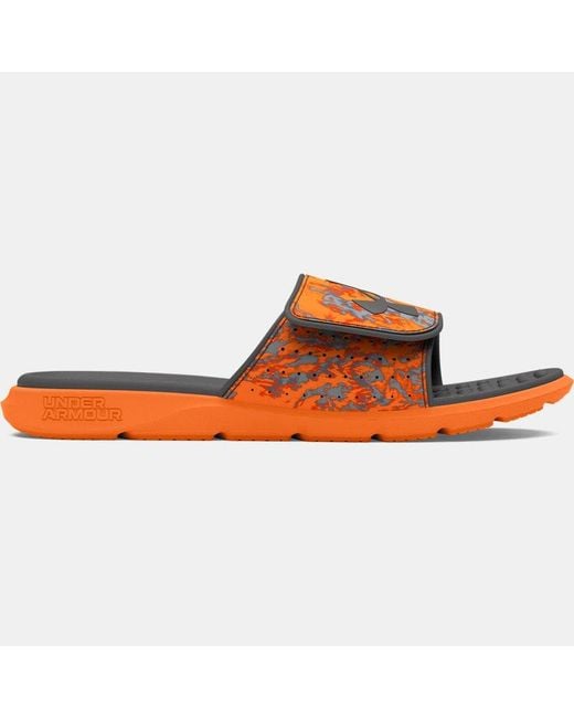 Under Armour Orange Ignite Pro Graphic Strap Slides Atomic / Castlerock / Castlerock for men
