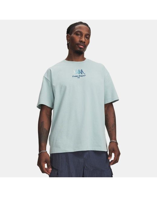 Under Armour Blue Heavyweight Fitness Expo Short Sleeve Enamel Wham for men