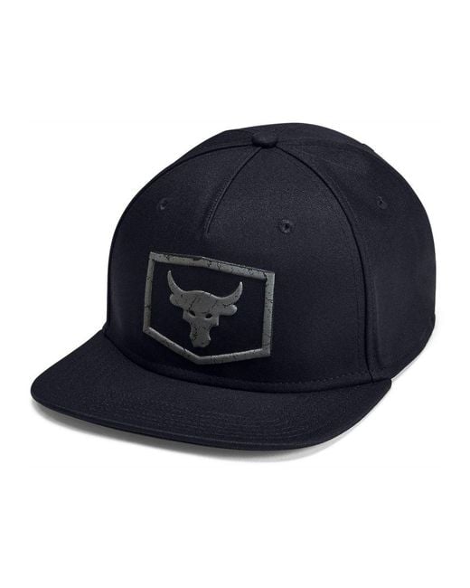 Under Armour Project Rock Strength Flat Brim Cap in Black for Men