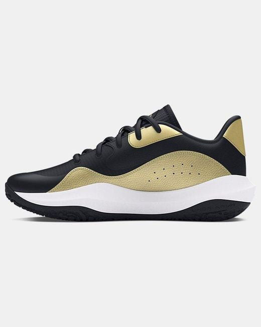 Under Armour Blue Lockdown 7 Low Basketball Shoes Metallic