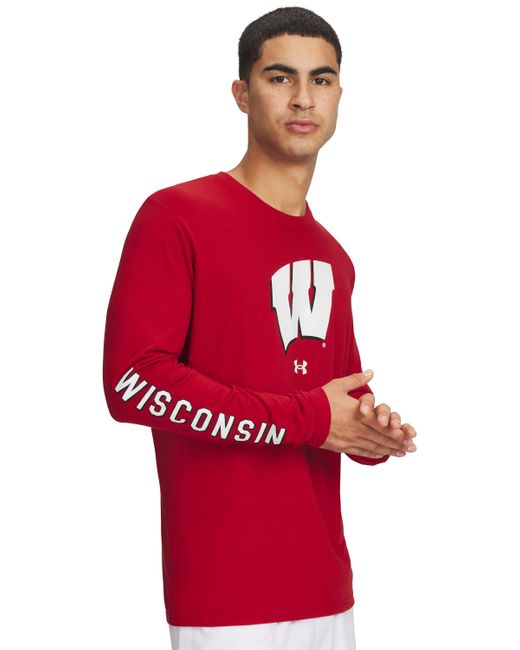 Under Armour Red Ua Performance Cotton Collegiate Long Sleeve T-shirt for men