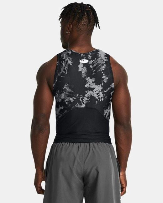 Under Armour Black Heatgear Iso-Chill Printed Tank for men