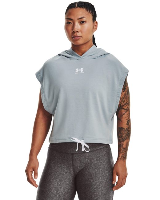 Under Armour Blue Rival Terry Short Sleeve Hoodie
