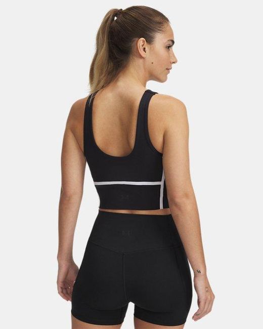 Under Armour Meridian Piped Crop Tanktop Voor Zwart Wit Zwart in het Black