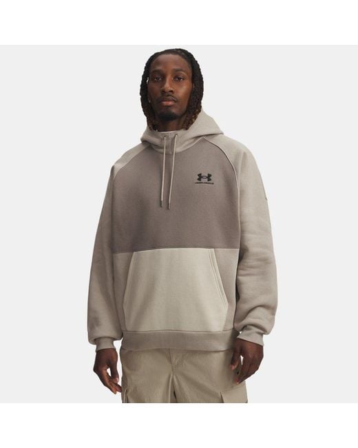Sweat À Capuche Icon Heavyweight Colorblocked Pour Homme Timberwolf Taupe Taupe Dusk Noir Under Armour pour homme en coloris Brown