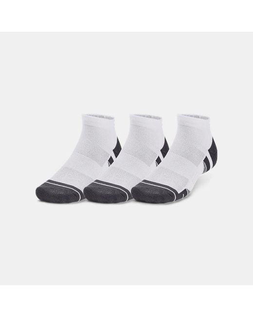 Under Armour White Performance Tech 3-Pack Low Cut Socks Jet