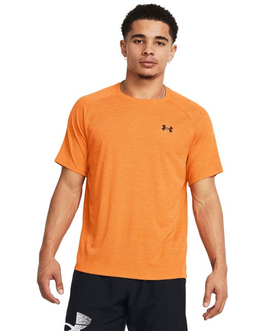 Camiseta de manga corta con textura techTM Under Armour de hombre de color Orange