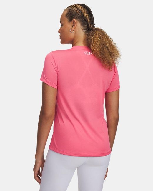 Under Armour Pink Tech V-Neck Short Sleeve Super
