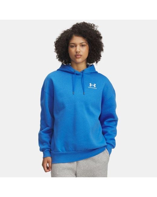 Felpa Con Cappuccio Icon Fleece Oversized Da Donna Atlantis Bianco di Under Armour in Blue