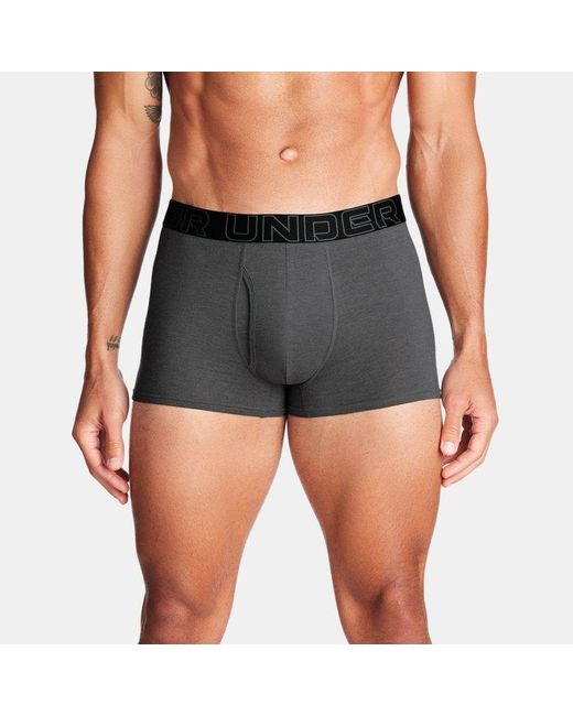 Under Armour Gray Performance Cotton 3" 3-Pack Boxerjock Castlerock Full Heather Castlerock for men