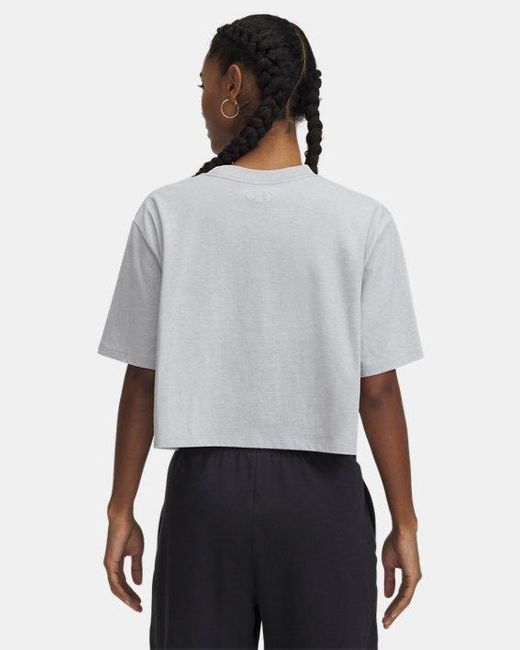 Haut À Manches Courtes Rival Pour Femme Mod Light Heather Noir Blanc Under Armour en coloris Gray