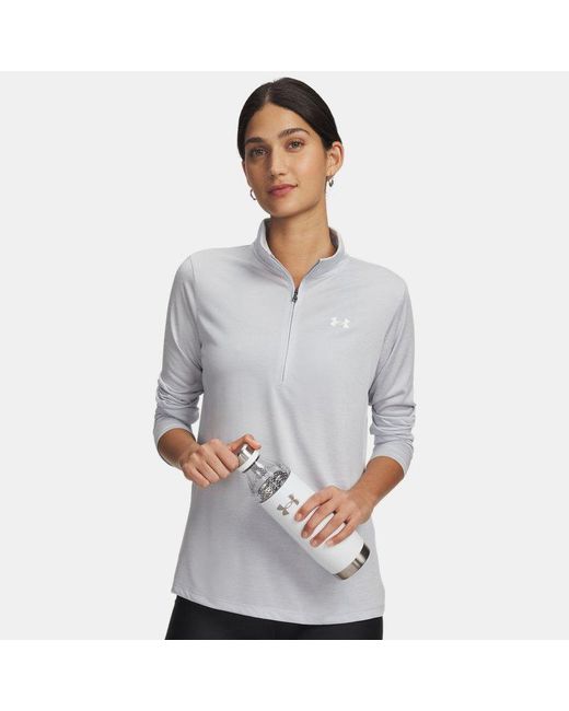 Parte De Arriba Con Media Cremallera Tech Twist Para Mujer Halo Blanco Under Armour de color White
