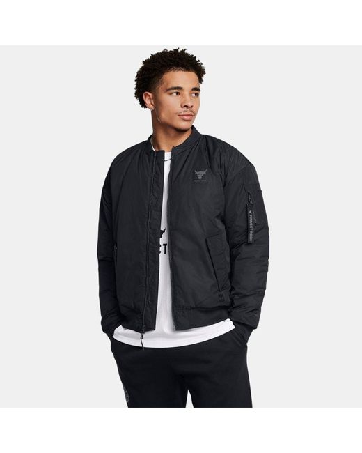 Under Armour Blue Project Rock Bomber Jacket Castlerock for men