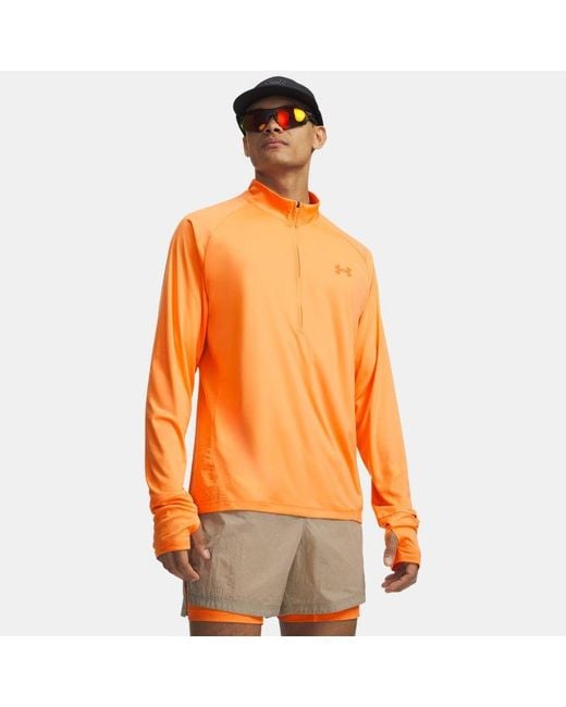 Under Armour Orange Explor Trail Run ¼ Zip Bloc Apollo for men