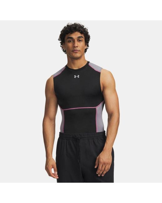 Under Armour Black Heatgear Elite Compression Sleeveless Ultimate Titan Reflective for men