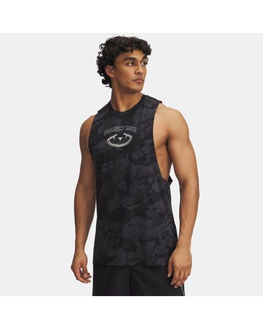 Under Armour Black Project Rock Camo Tank Anthracite Clay for men