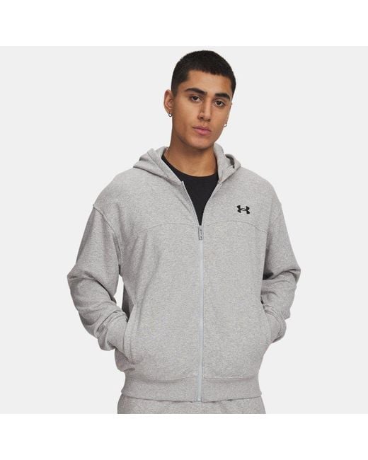 Under Armour Gray Rival Lightweight Full Zip Mod Light Heather for men