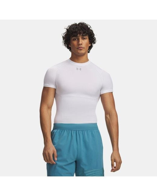 Under Armour White Heatgear Elite Compression Short Sleeve Halo Reflective for men