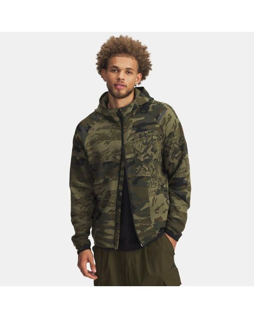 Under Armour Green Unstoppable Fleece Camo Full Zip Marine Od for men