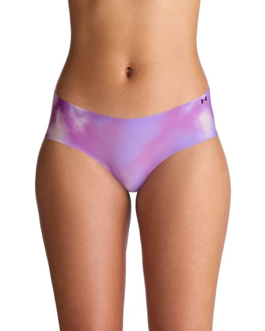 Under Armour Purple Ua Pure Stretch Printed 3-pack No Show Hipster